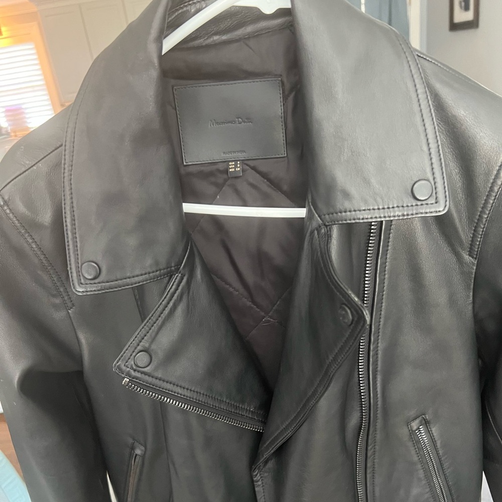Massimo Dutti Leather Moto Jacket size Small. Worn few times